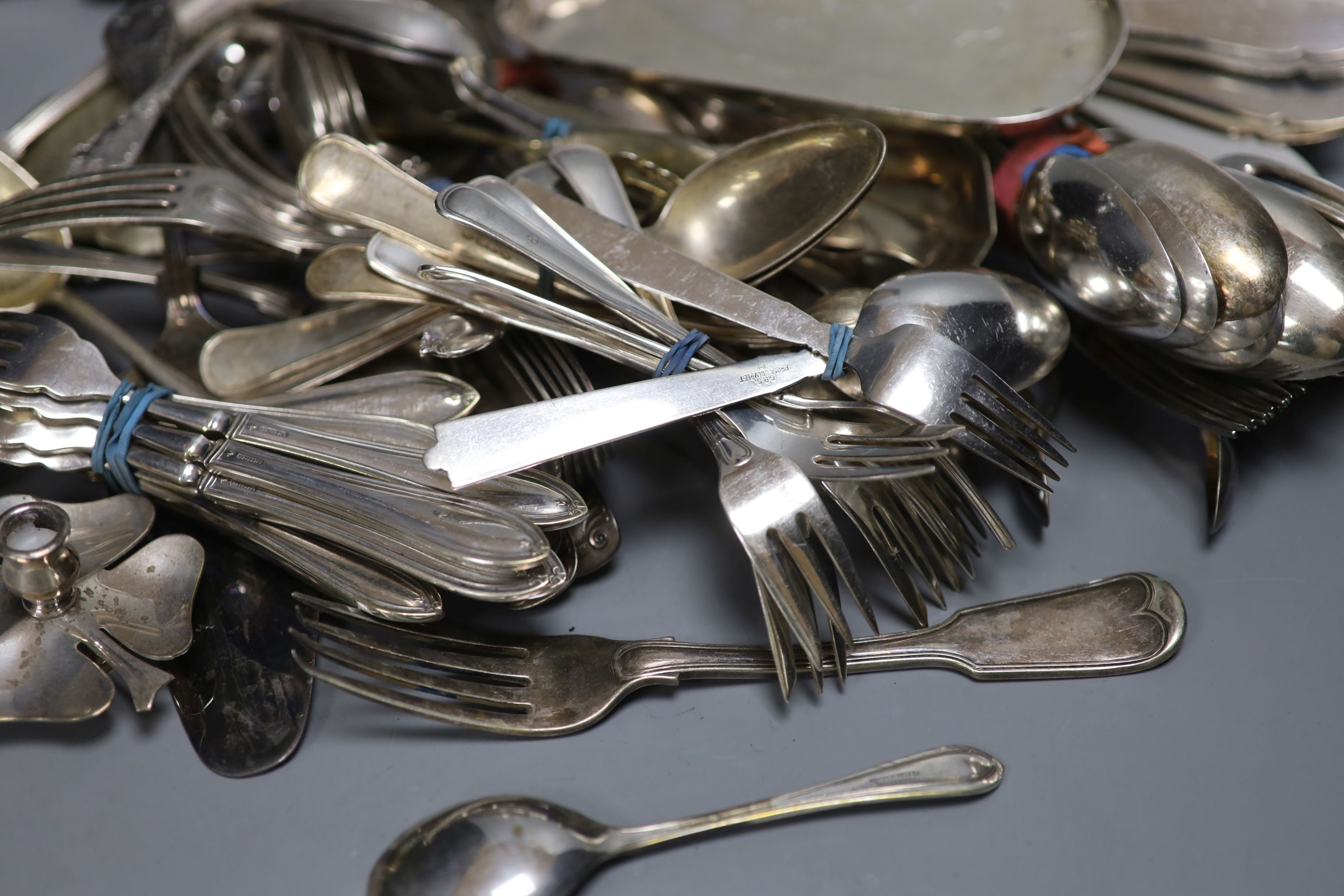 A quantity of plated cutlery